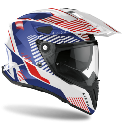 Casco adventure AIROH COMMANDER BOOST white blue gloss bianco blu lucido | VBIKESTORE.IT