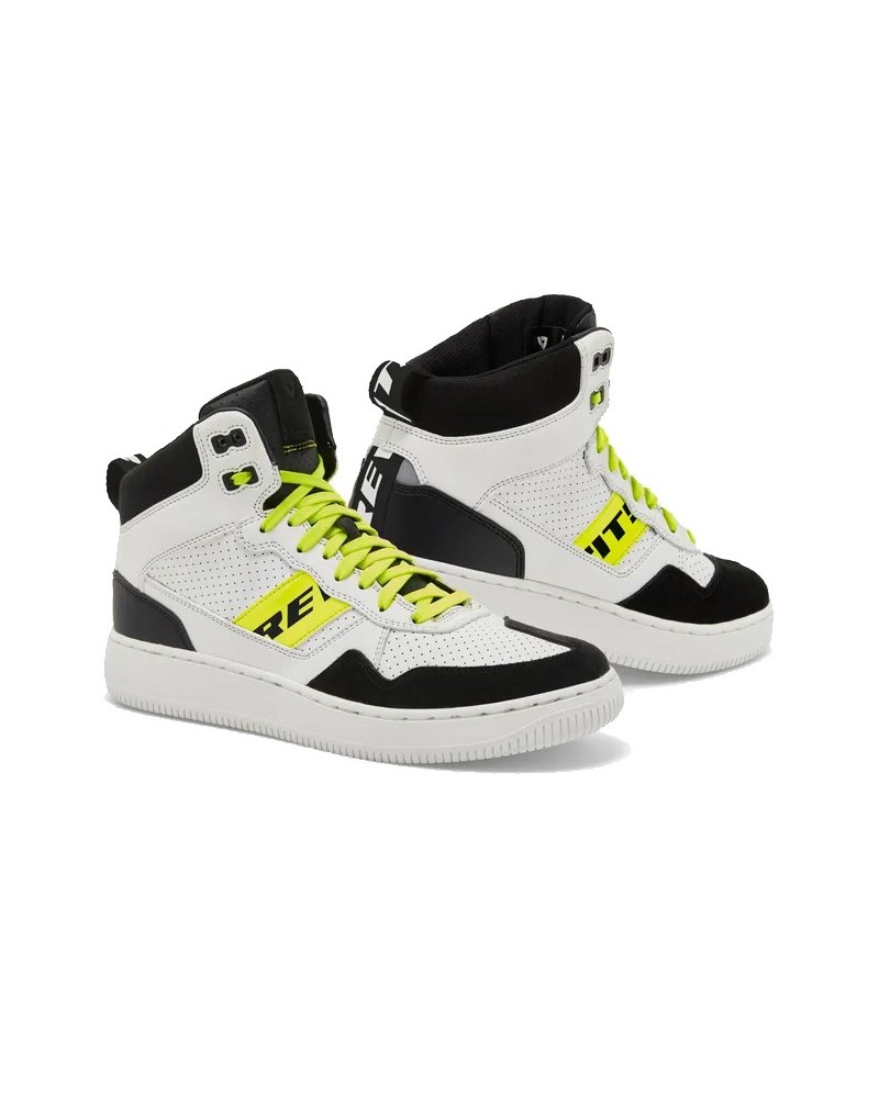 Rev'it | Partially ventilated high-top urban sneakers - Pacer White-Fluo Yellow