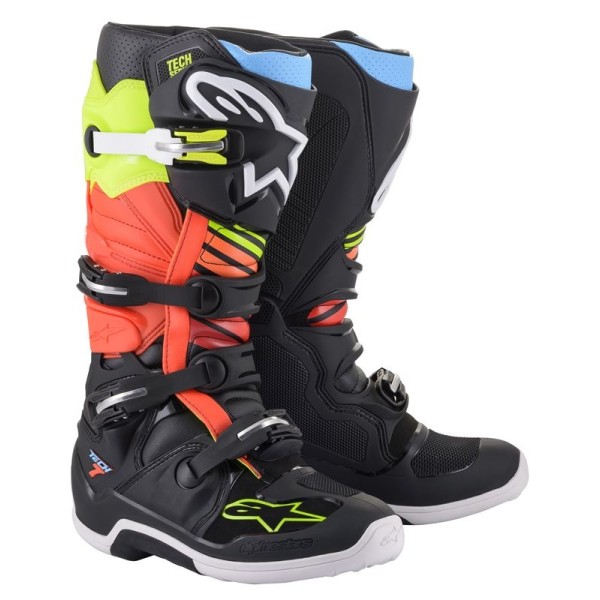 Alpinestars | Stivali MX Tech 7 | Nero Giallo fluo Rosso fluo