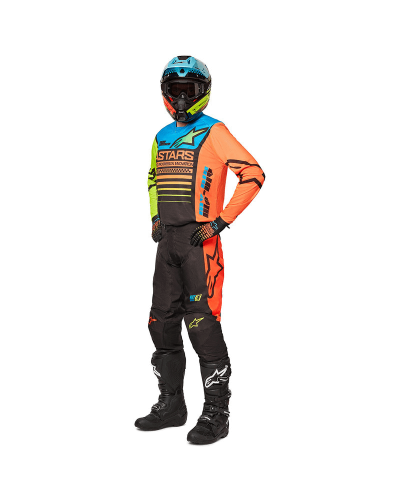 Completo MX Alpinestars Racer | Youth Compass arancio blu giallo fluo