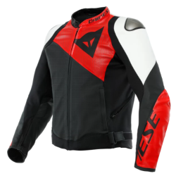 Dainese | Sportiva Leather Jacket Perforata | Nero opaco Lava rosso Bianco