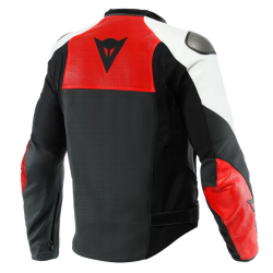 Dainese | Sportiva Leather Jacket Perforata | Nero opaco Lava rosso Bianco