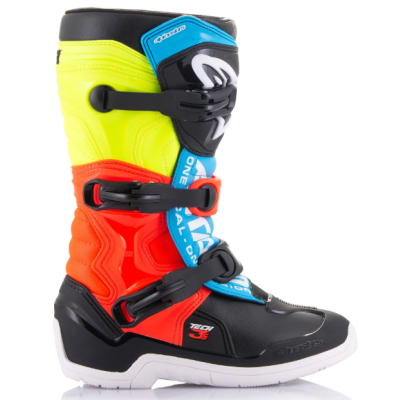 Stivali | Tech 3S youth stivali offroad  nero bianco giallo fluo Alpinestars | Stivali Moto