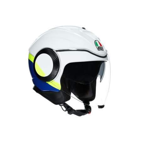 AGV | Casco ORBYT E2205 MULTI - BLOCK | Bianco/Blue/Giallo-Fluo