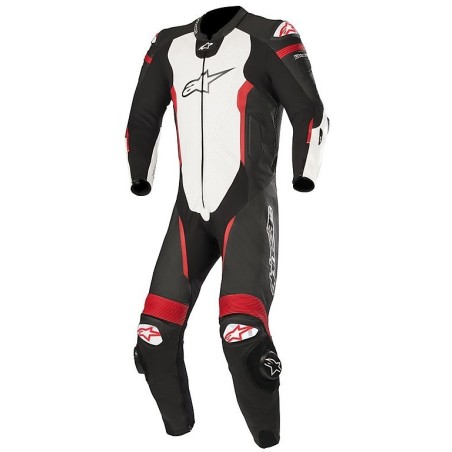 Alpinestars | Tuta in pelle Missile Tech Air Compatible | Nero Bianco Rosso fluo