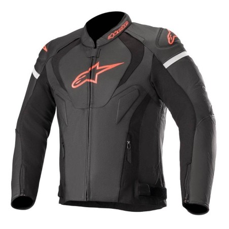 Alpinestars | Leather Jacket Jaws V3 | Black/Red fluo