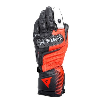 Dainese | Carbon 4 Long Motorcycle Leather Gloves Black Fluo-Red White