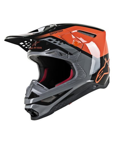 Supertech S-M8 triple helmet ece arancio nero grigio Alpinestars