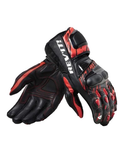 Rev'it | Long sport leather gloves - Quantum 2 Fluo Red-Black
