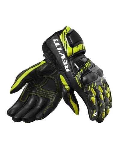 Rev'it | Long sport leather gloves - Quantum 2 Neon Yellow-Black